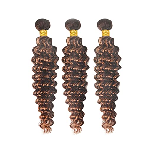Brazilian Virgin Hair 3 Bundles 4/30 Deep Wave Extensions