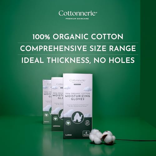 Organic Cotton Gloves for Dry Hands - 4 Pairs, Sleep Moisturizing
