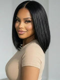 KLAIYI Bye Bye Slip Bob Wig 12" Human Hair Glueless 7x5 HD Lace