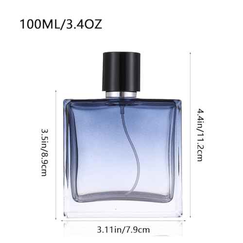 Enslz Refillable Cosmetic Spray Perfume Bottle, Empty Glass Fine Mist Atomizer Essential Oil Container for Travel 100ml /3.4oz (100ml)