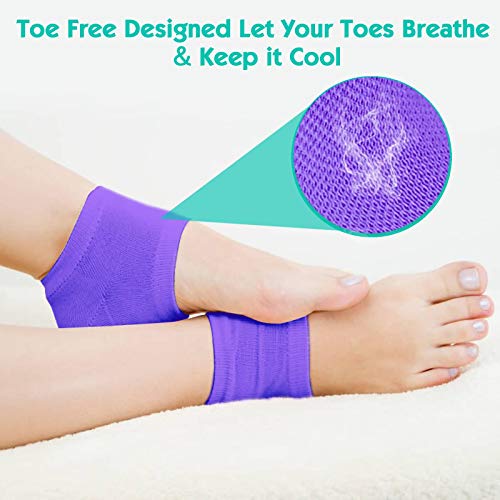 Moisturizing Gel Heel Socks for Dry Cracked Feet - Open Toe 6-Pack