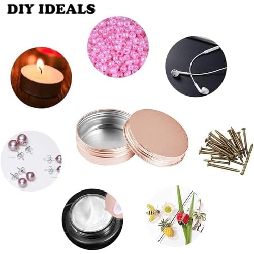 1 Ounce Aluminum Tin Jar with Screw Cap 30mL Tin Cans Refillable Containers for Cosmetic, Lip Balm, Cream, Lotion, Balms, Spices, Salve, Rose Gold 40 Pcs