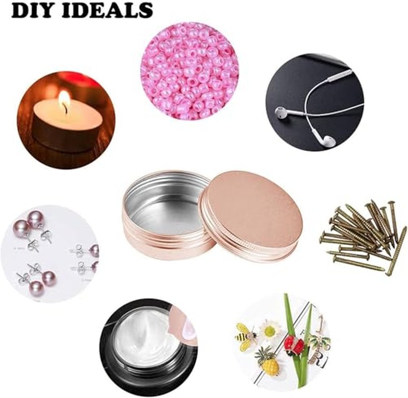 1oz Aluminum Tin Jars with Screw Caps - 12 Pack Rose Gold