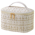Tweed Cosmetic Travel Bag Large Capacity Makeup Case White