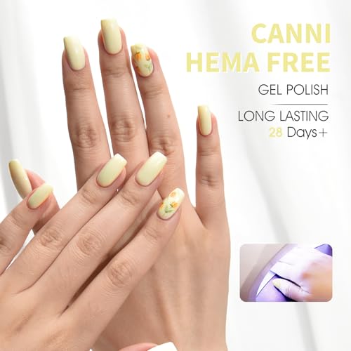 CANNI Pastel Yellow Gel Nail Polish - Light Yellow UV/LED 1Pcs, Long Lasting, Salon Quality, Barley White Variation