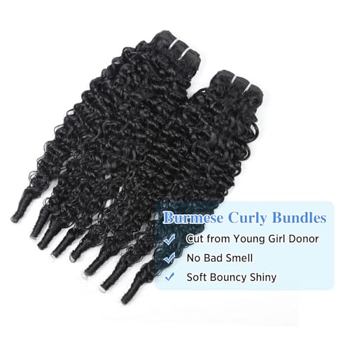 EMOL Burmese Curly Human Hair 3 Bundles 12 Inch 3C4A