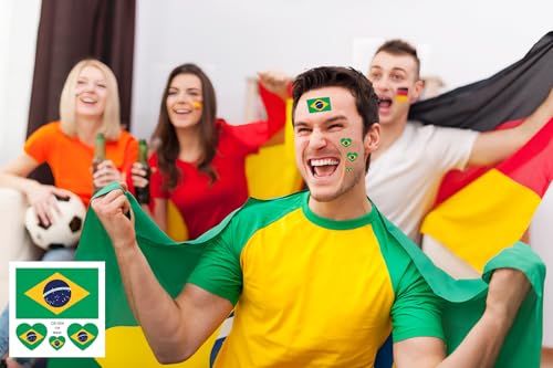 Brazil Flag Temporary Tattoos - 40 Pcs Waterproof Face Stickers