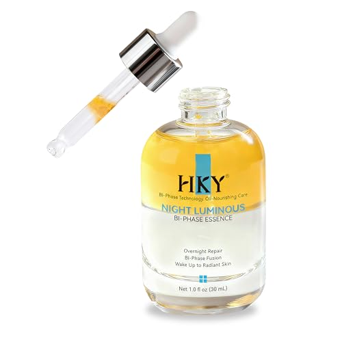 HKY Night Luminous Bi-Phase Essence - Probiotic Face Serum with Lactobacillus & Centella - Overnight Repair Ampoule for Glowing Skin - Hydrating Oil-Infused Formula for Dry & Dull Skin