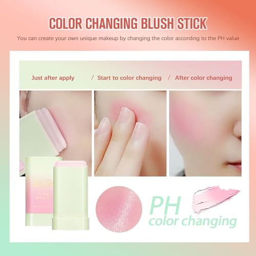 FYEBOO pH Color Changing Blush Stick, Multi-use Lip Tint