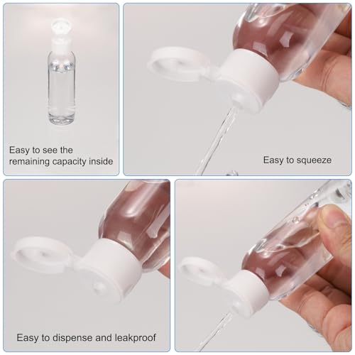uxcell 2 Oz Plastic Bottles with Flip Caps, 200 Pcs Reusable Travel Size Containers with Lids Plastic Squeeze Refillable Dispensing Bottles for Shampoo, Body Soap, Toner(Green Black)