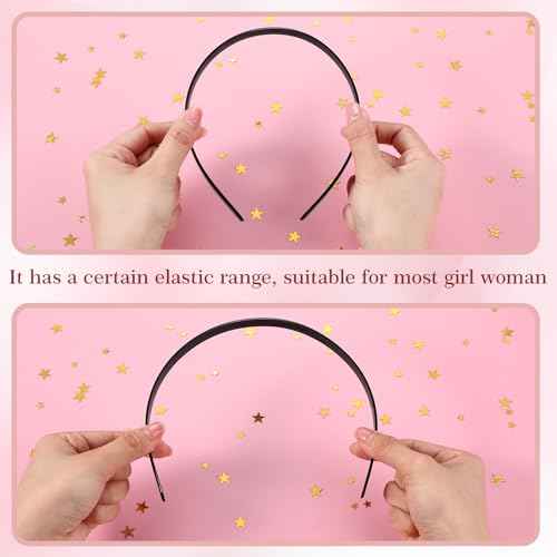 Hotop 100 Pcs Plastic Headbands Bulk 1 Inch Wide Craft No Teeth Plain Headbands DIY Hair Band Accessories for Girls Women (Black,1/2 Inch Wide)