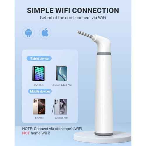 Wireless Otoscope with Gyroscope, Ear Camera with Dual View, 3.9 mm Otoscope with Light, Ear Scope with Ear Wax Removal Tool for Kids, Adults, and Pets, Compatible with iPhone and Android