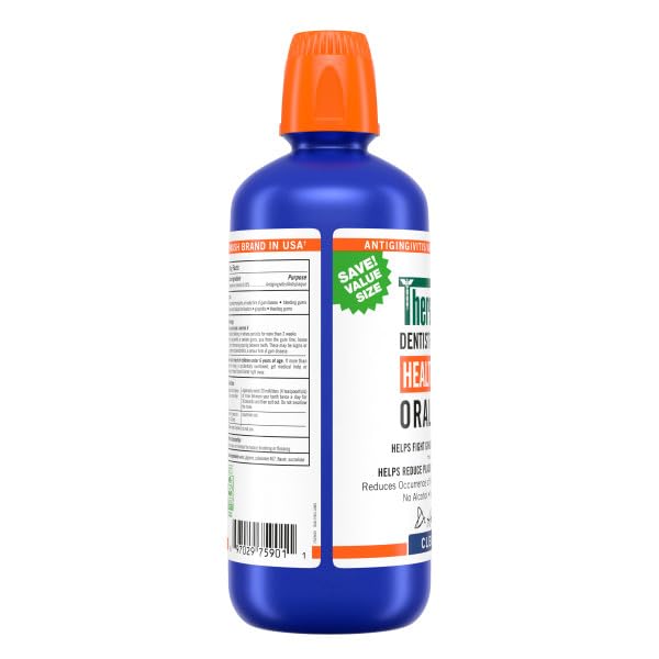 TheraBreath Healthy Gums Mouthwash - Alcohol-Free, Fresh Mint, 1L + Travel Size