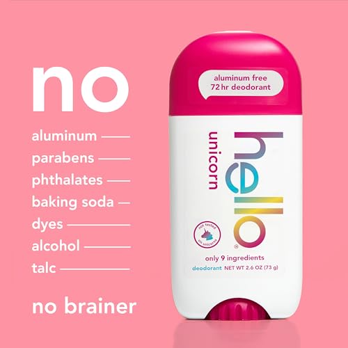 hello Unicorn Aluminum Free Deodorant for Women & Men 2.6 oz Pack of 2