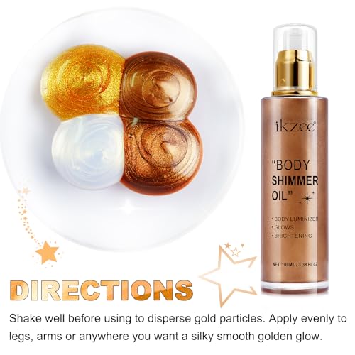 Shimmer Oil 100ml Body Luminizer Highlighter - Bronze Gold