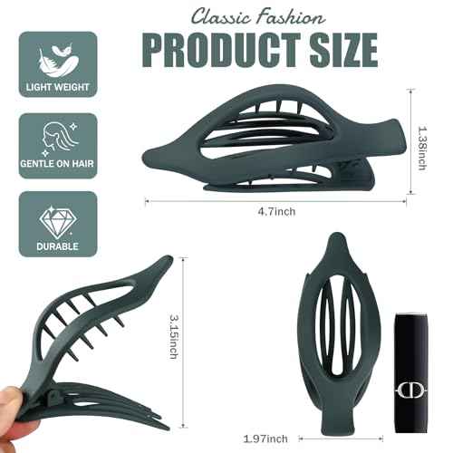 Flat Hair Clips for Women - 6 PCS French Flat Claw Clips Medium Hair Clips for Girls Large Hair Claw Clips for Thick or Thin Hair Strong Hold No Slip Hair Accessories for women (Basic)