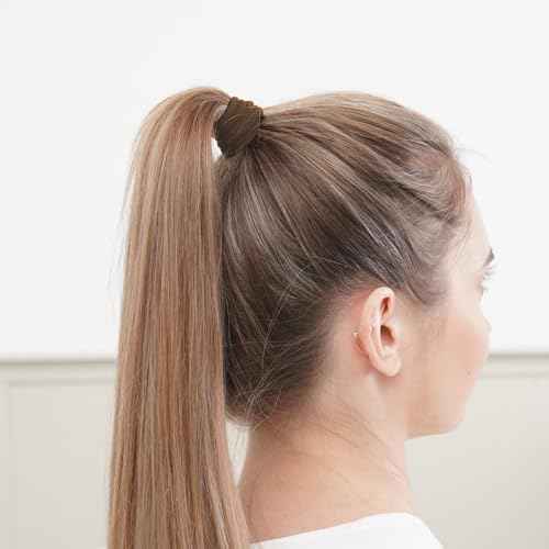50PCS No Damage Hair Ties for Women, Cotton Elastic Hair Bands, Soft Ponytail Holders, Large Pony Tails Hair Ties, Brown, 2 Inch in Diameter, by Qarwayoc