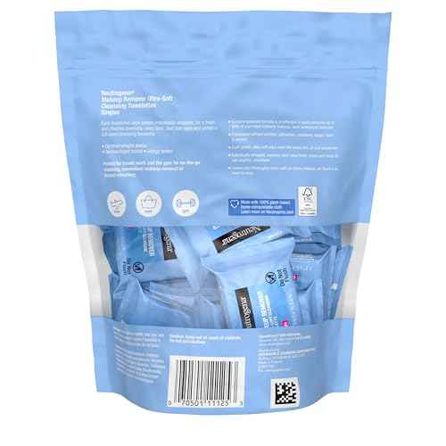 Neutrogena Makeup Remover Wipes Singles, Individually Wrapped, Daily Facial Cleanser Towelettes, Gently Removes Oil & Makeup, Alcohol-Free, 20 ct