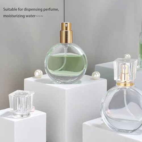 Oblate Clear Glass Perfume Bottles with Gold Sprayers - 3 Pack, 30ml