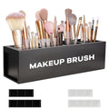 Suli Large Makeup Brush Holder Organizer, Wooden Cosmetic Brushes Storage with 4 Slots, Eyeliners Display Case for Vanity Desktop Bathroom Countertop -Black