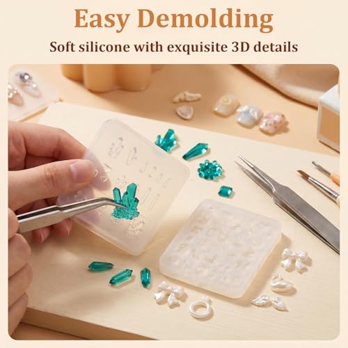 3D Silicone Nail Art Mold - Heart Gem Carving Template (2pcs)