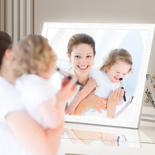 Vanity Mirror with Lights,RGB & 3 Dimmable Light Modes Makeup Mirror with Touch Control,Light Up Mirror for Desk,360¡ÆRotation,17x22 Inch
