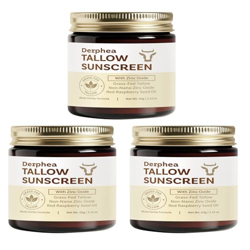 Beef Tallow Sunscreen (3 pack): SPF 50 Daily Sun Care for Extremely Sensitive, Acne-Prone & Kid-Safe Skin ? Non-Toxic Sunblock with 22% Non-Nano Zinc Oxide, Clean Formula for Face & Body