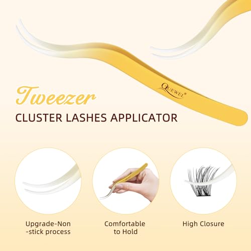 QUEWEL Self Adhesive Eyelash Clusters Kit with Tweezers