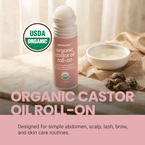 M3 Naturals Organic Castor Oil Roll-On 3 fl oz – Cold-Pressed, Hexane-Free