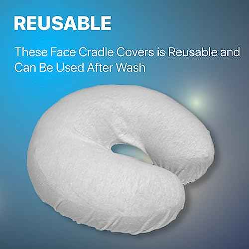 Acuforce Massage Face Rest Cradle Cover Patented Face Pillow Covers | 100% Cotton & Seamless | Crescent Cover Fits Massage Table & Chair Cushions (5 Pack, White)