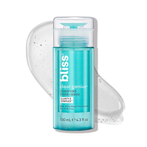 Bliss Clear Genius Clarifying Toner + Serum & Bright Idea Vitamin C + Tri-Peptide Collagen Boosting Serum - Clean - Vegan and Cruelty-Free Skincare