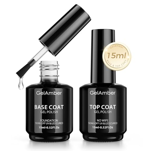 2Pcs Gel Base and Top Coat Nail Polish Set 15ml - Clear & Durable Finish