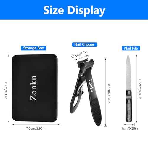 Toenail Clippers for Seniors Thick Nails,Ultra Wide Jaw Angled Head for Large Toe Nail Clippers for Men Women, Heavy Duty Stainless Steel with Long Handle Cutter,Nail File(Black)