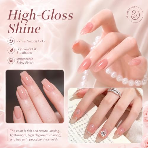 AZUREBEAUTY Jelly Pink Nude Pink Gel Nail Polish 18ML Sheer Natural Finish