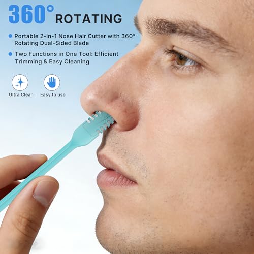 8PCS Nasal Hair Cutter for Women Men, 2026 Upgraded Portable 2-in-1 Nasal Hair Cutter Sticks Double Sided Nose Knife with Soft Cleaning Brush