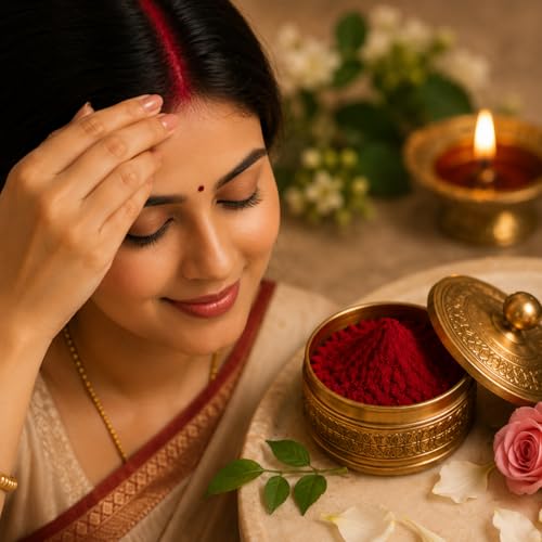Maroon Sindoor Powder with Handcrafted Brass Box - Premium Quality