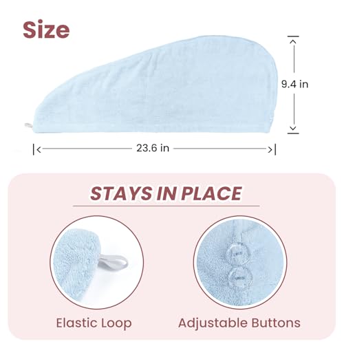 Mandydov 100% Cotton Hair Towel Wraps - 2 Pack Super Absorbent
