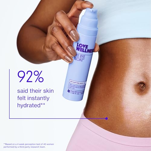 Love Wellness Bye Bye Bloat Detoxifying Body Oil | Lymphatic Drainage Oil to Hydrate, Depuff & Awaken Skin | Reduce Swelling Massage Oil for Women with Peppermint, Grapefruit & Rosemary Oil |100 mL