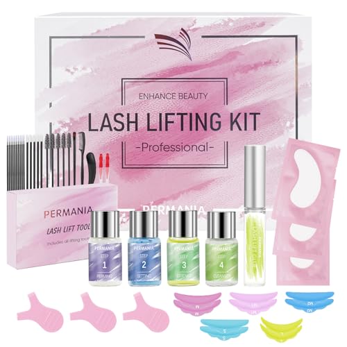 PERMANIA Lash Lift Kit, Professional Eyelash Perm Kit for Beginners Friendly Last up to 6 Weeks Salon Grade Brow Lamination Kit with Lash Lift Glue