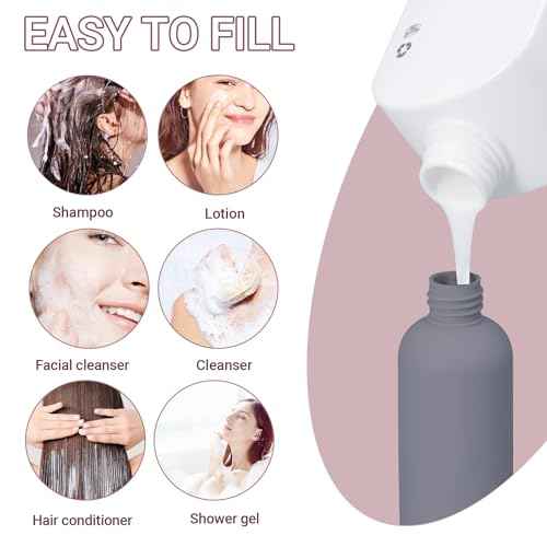 Travel Shampoo Bottle, Empty Plastic Squeeze Bottles 8.8oz with Flip Cap, Lotion Container for Toiletries Travel Size Shampoo and Conditioner