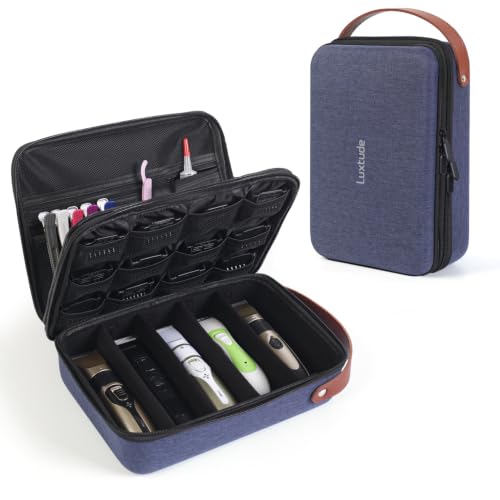 Luxtude Large Blue Barber Travel Case for Clippers & Grooming Supplies