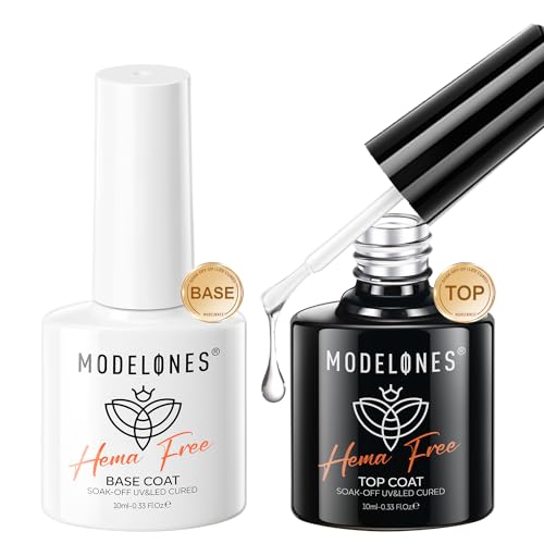 Modelones HEMA-Free Gel Top & Base Coat Set - Clear Glossy UV/LED Cure