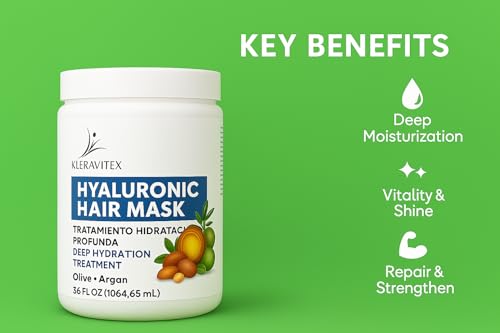 Hyaluronic Hair Mask with Olive & Jojoba Oil - Deep Hydration & Shine - 36 OZ