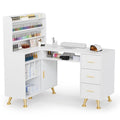 OmySalon L-Shaped Manicure Table 52" with Dust Collector