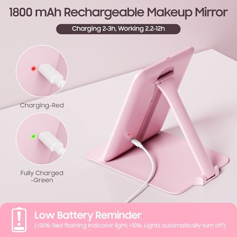Benbilry Rechargeable Travel Makeup Mirror with 20X Magnification