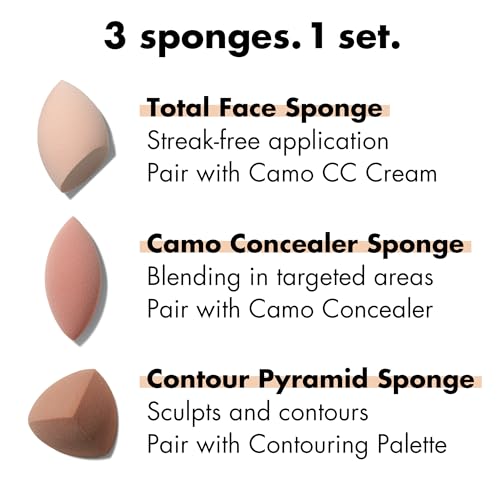 e.l.f. Total Sponge Set - 3 Makeup Sponges for Foundation & Concealer