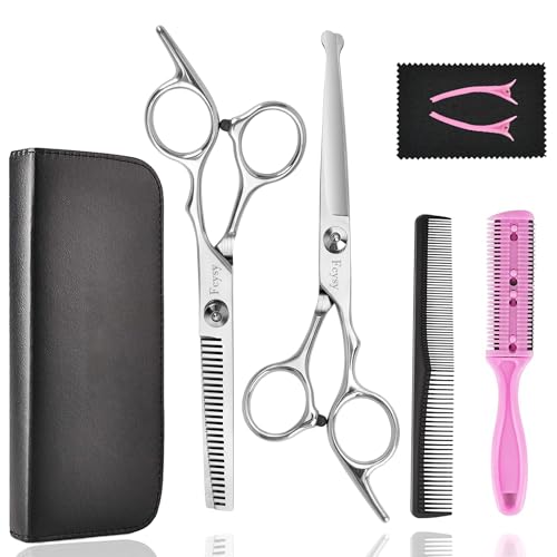 Kids Hair Cutting Scissors Set - 6in Safety Shears with Thinning Blades
