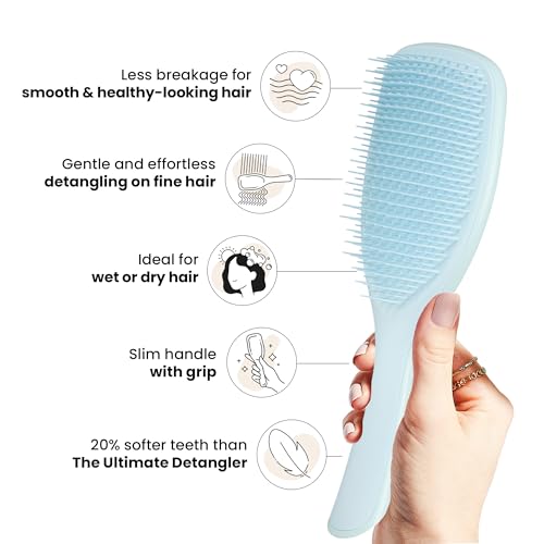 Tangle Teezer Fine & Fragile Detangler Hairbrush Duo, Eliminates Knots & Reduces Breakage, Large & Travel-Size, Blue & Mint