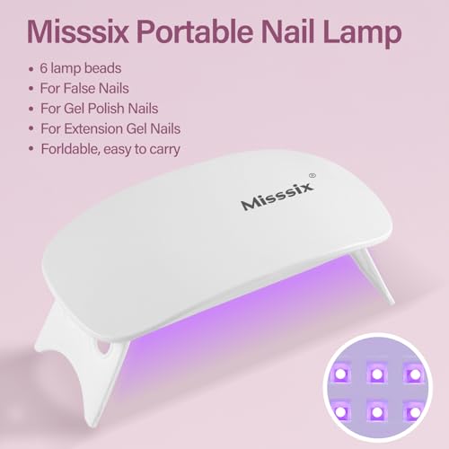 Misssix Short Almond Gel Nail Tips Kit, 216Pcs with UV Lamp