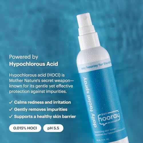 Hypochlorous Acid Daily Facial Spray for Sensitive Skin - HOCL Toner Helps Calm Redness, Acne and Breakouts. Supports Eczema-Prone and Acne-Prone Skin. 4 Fl Oz